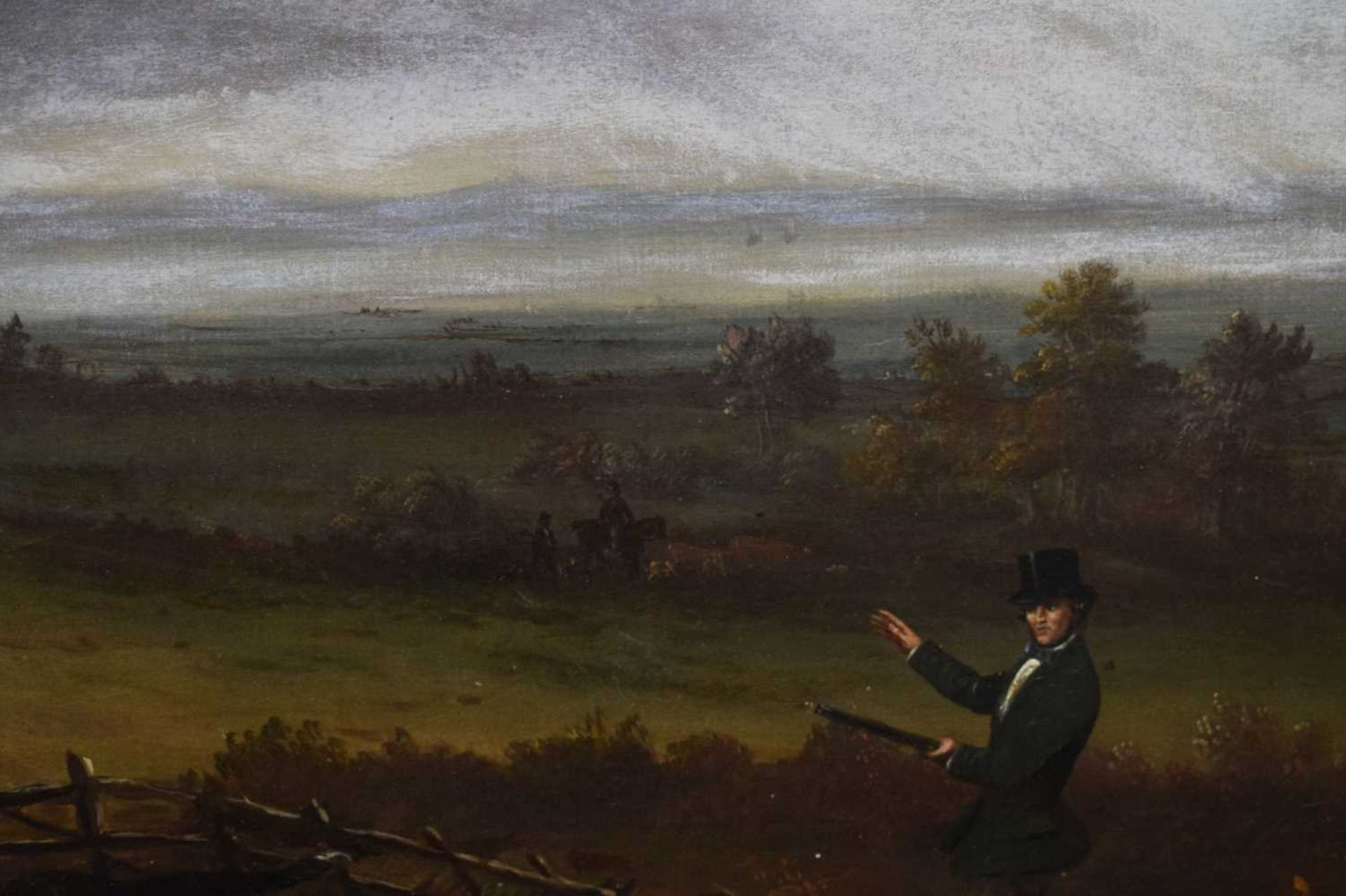 19th century British School – Oil on canvas - Sportsman with three retrievers - Image 9 of 21