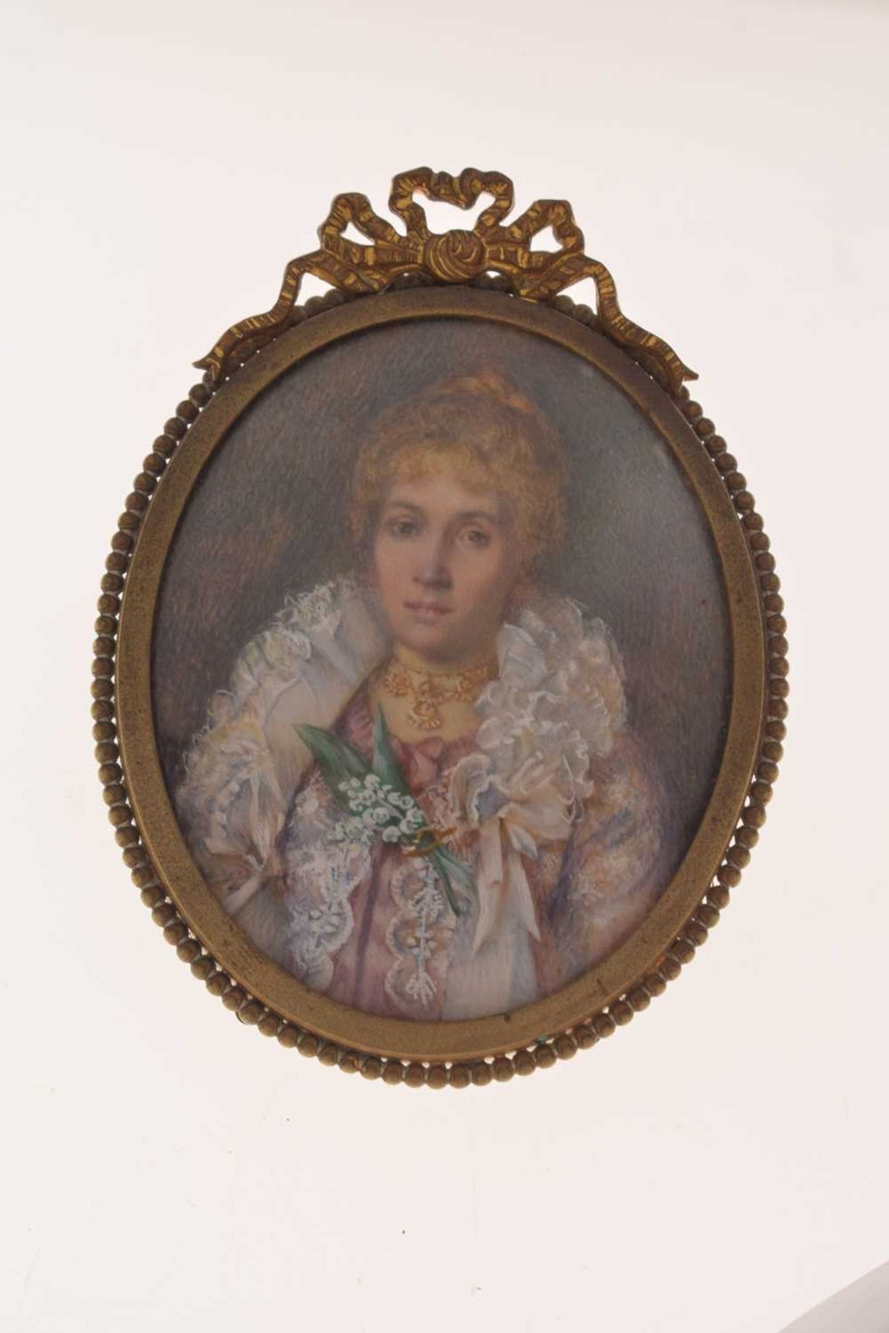 Early 20th century oval portrait miniature of lady - Image 10 of 10