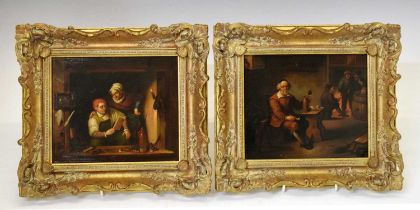 Pair of Dutch oils on metal - 'In a Tavern/Cobbler & His Wife'