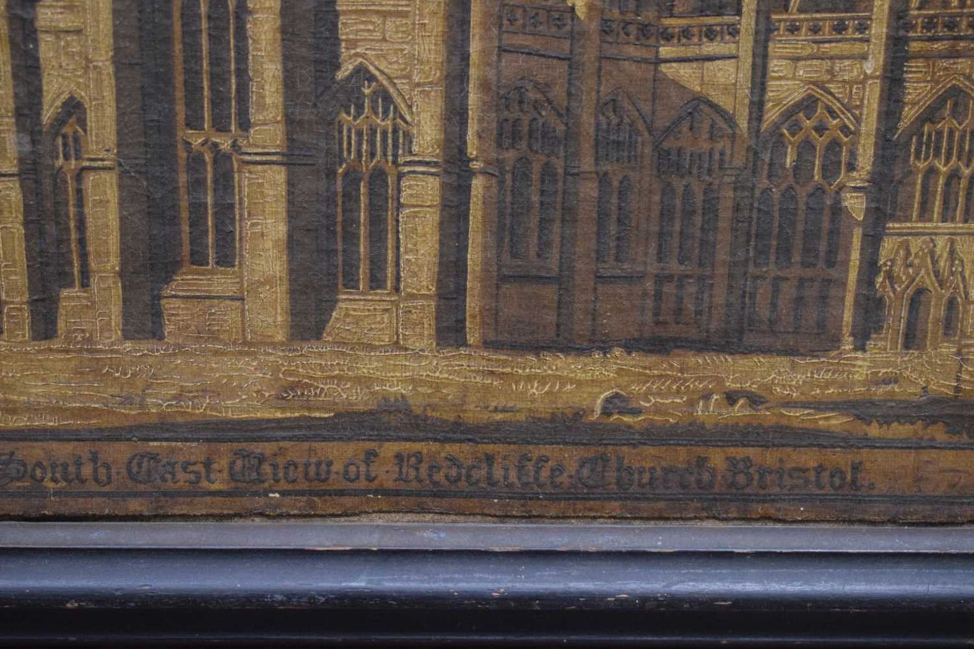 19th century over painted print on canvas - 'South East View of Redcliffe Church, Bristol' - Image 13 of 16