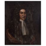 18th century oil on canvas - Portrait of a man in a wig with long fluted jabot, circa 1760