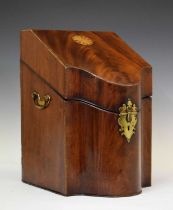 George III mahogany serpentine front cutlery box