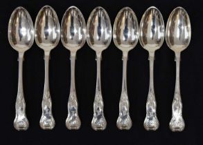 Set of seven Victorian Scottish Kings pattern dessert spoons