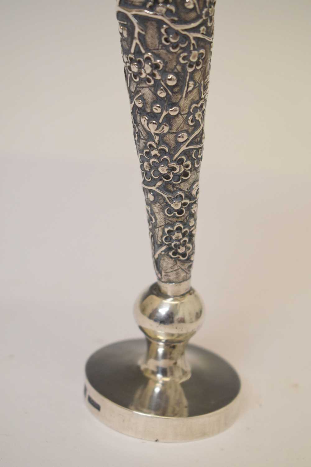 Late 19th/early 20th century Chinese export white-metal bud vase - Image 10 of 14