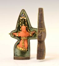 Southern Italian carved coral and enamel figural pendant