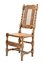 Late 17th century and later caned high back side chair