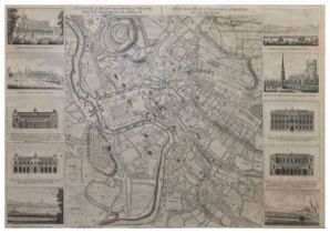 John Rocque – Map of Bristol 1750 with ten vignettes