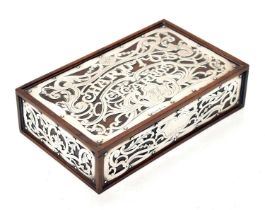 Early 20th century Portuguese 916 standard white-metal mounted cigar box