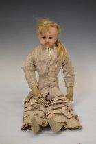 Late 19th century wax shoulder and head doll