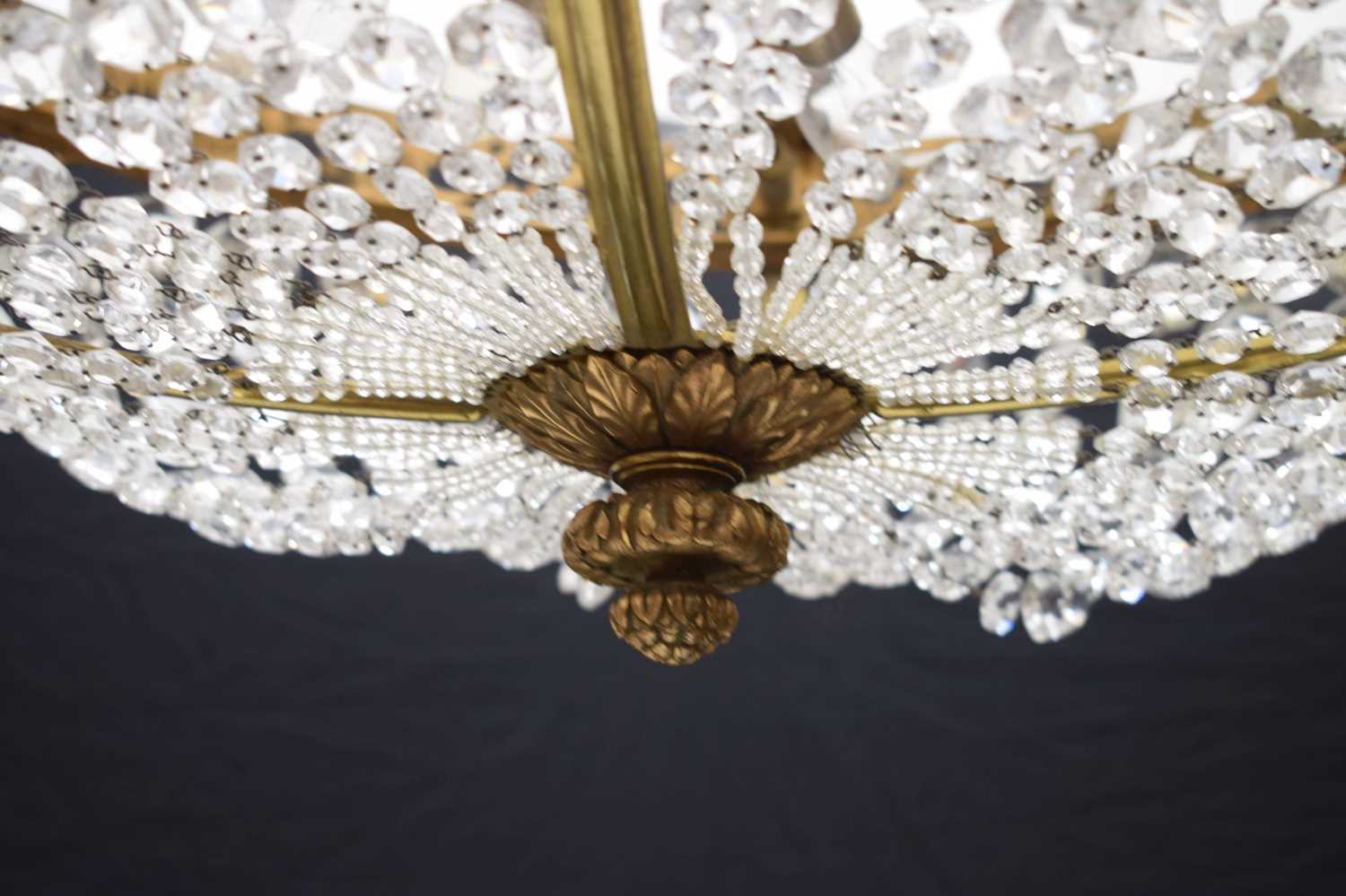 Twentieth century gilt-metal and glass basket chandelier - Image 4 of 8