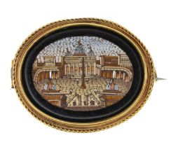 19th century micromosaic oval brooch