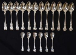 Set of twelve Scottish Kings pattern dessert spoons, and six teaspoons