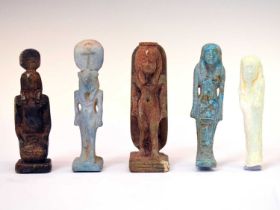 Five small Egyptian shabti figures