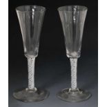 Pair of opaque twist wine or cordial glasses