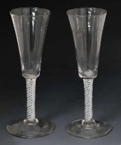 Pair of opaque twist wine or cordial glasses