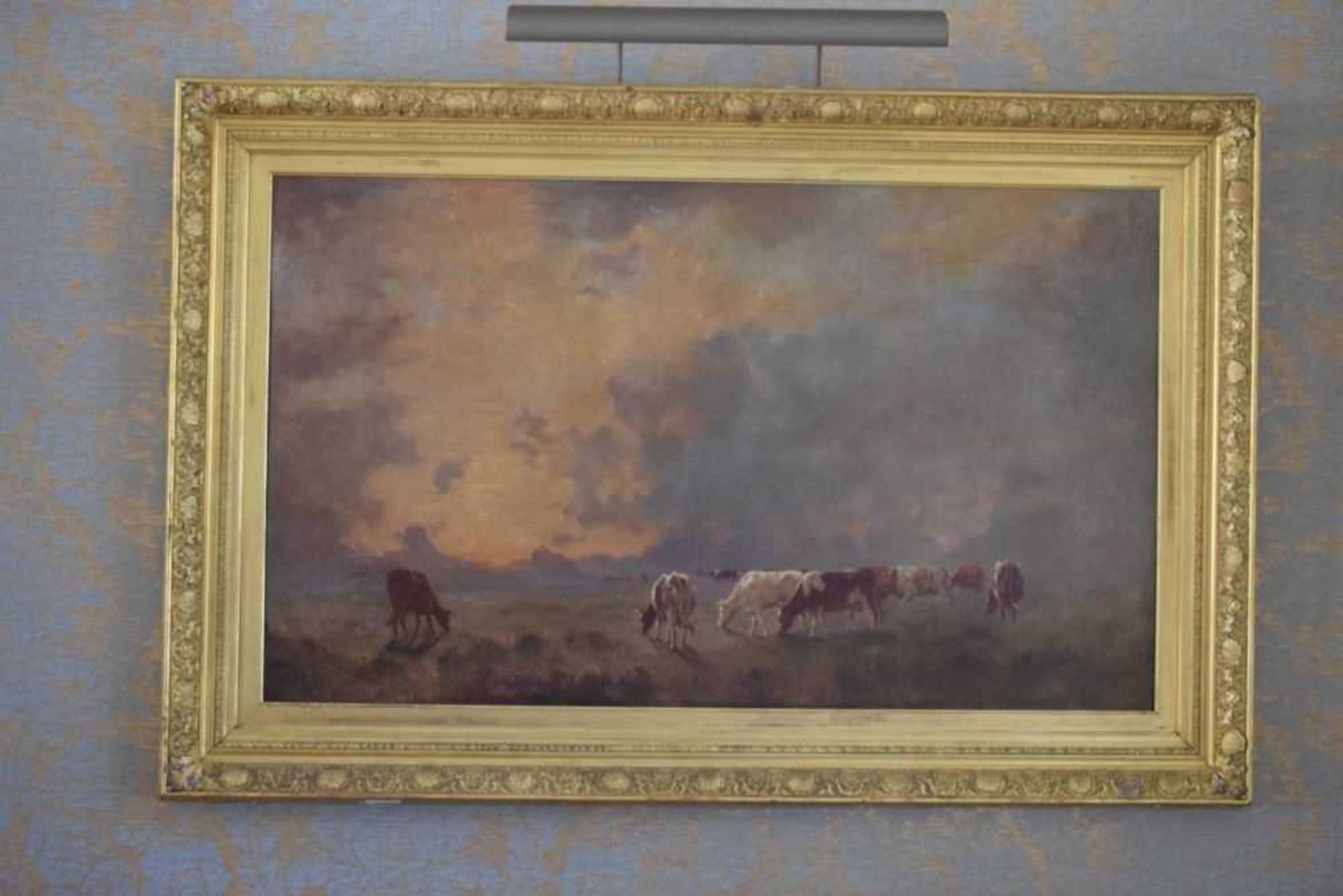 Manner of William Frederick Hulk, (1852-1906) - Oil on canvas - Cattle grazing - Image 5 of 10