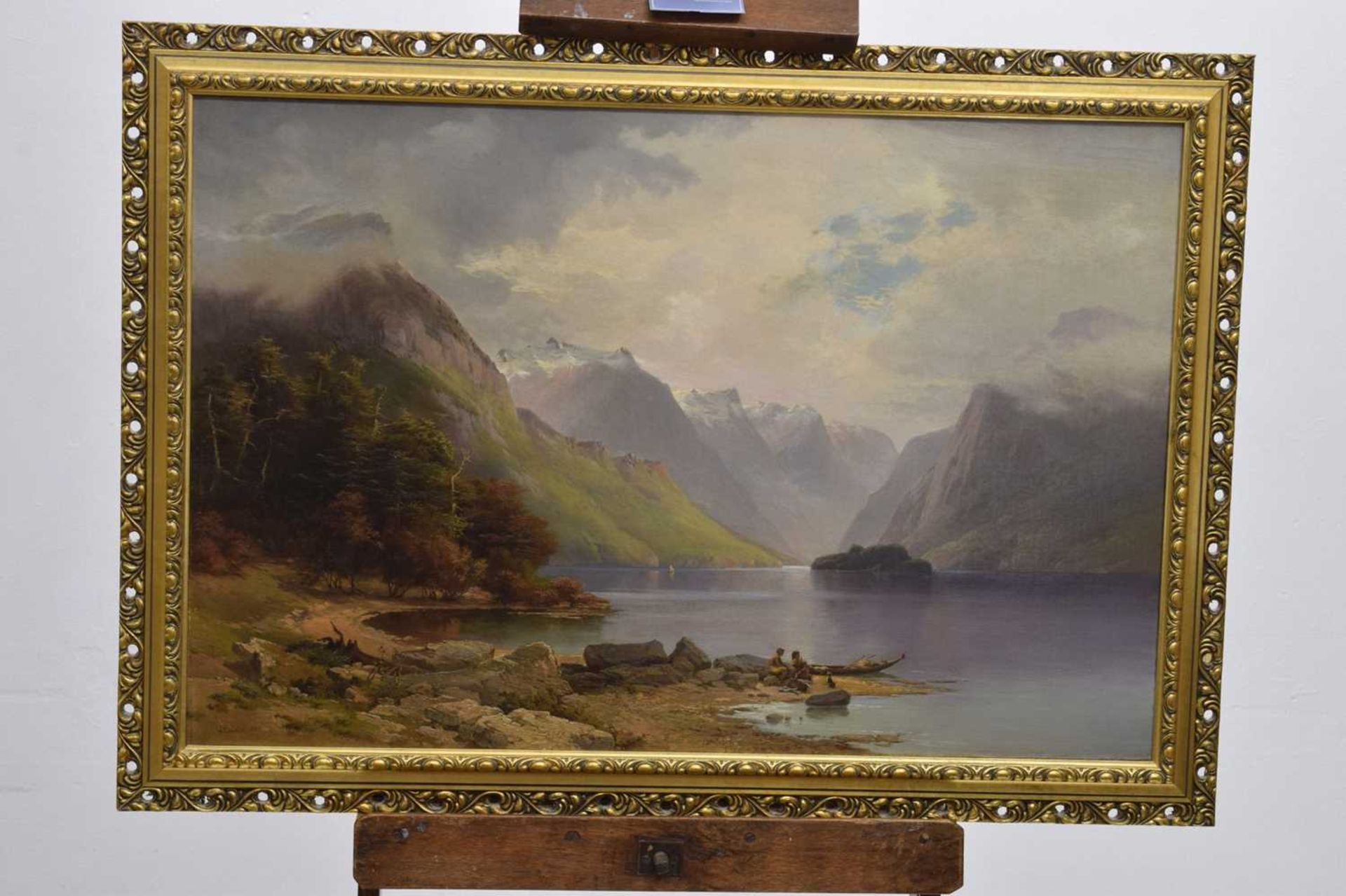 Nicholas Chevalier - New Zealand oil on canvas - Lake Manapouri - Image 3 of 16