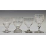 Four early 19th century glass rummers