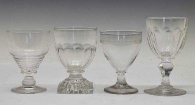 Four early 19th century glass rummers