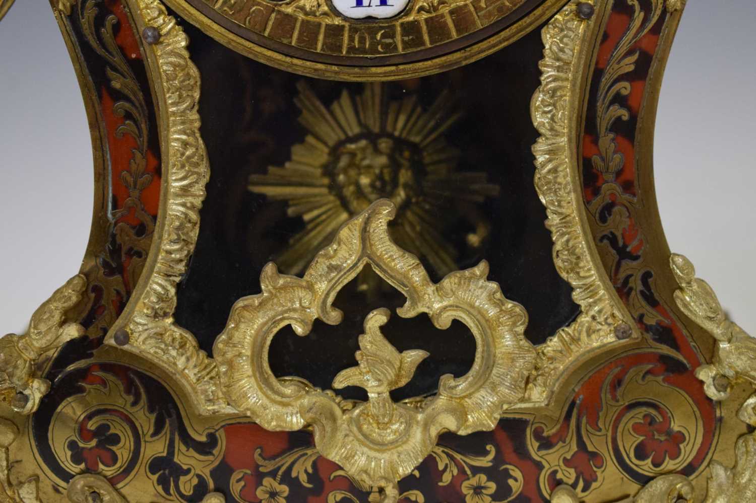 Late 19th century French red boulle mantel clock - Image 5 of 19