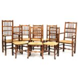 Eight spindle back chairs