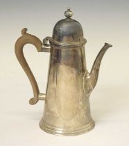 Elizabeth II silver coffee pot in the early Georgian manner