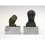 Antiquities - Patinated bronze bust of a goddess, and owl of Athena (2)
