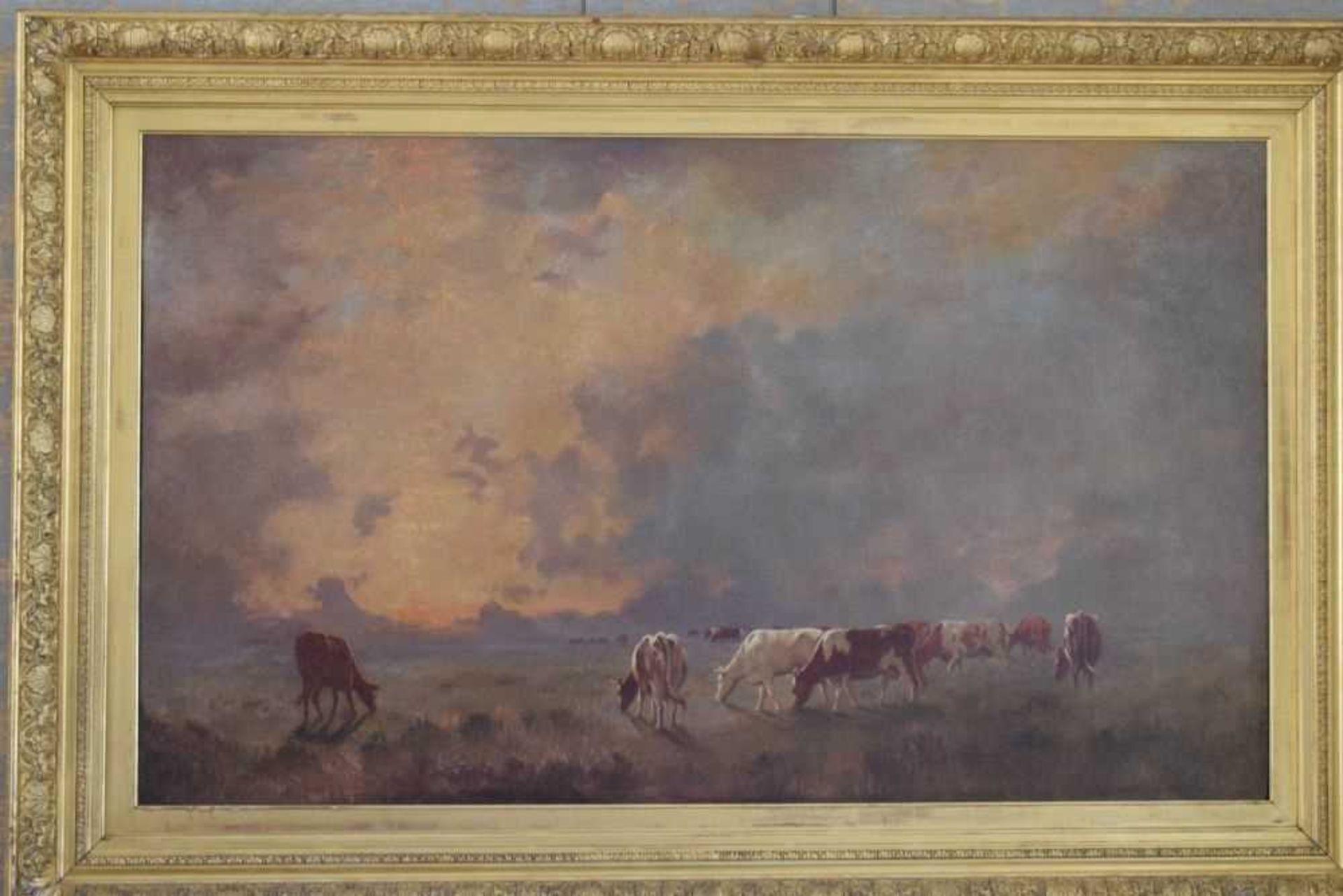 Manner of William Frederick Hulk, (1852-1906) - Oil on canvas - Cattle grazing - Image 7 of 10