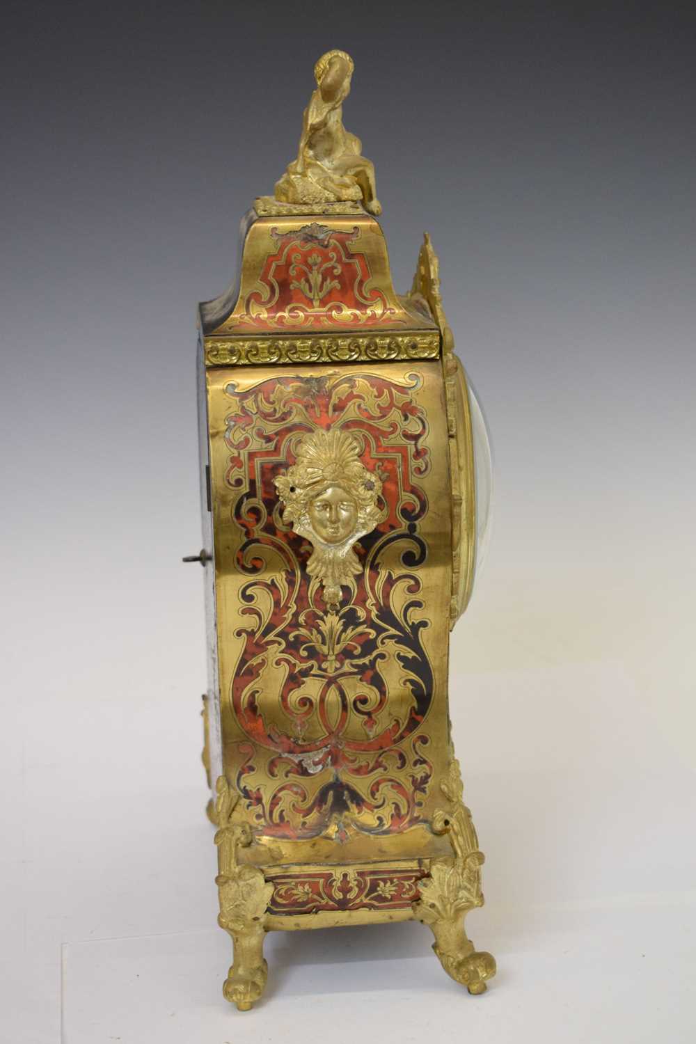 Late 19th century French red boulle mantel clock - Image 8 of 19
