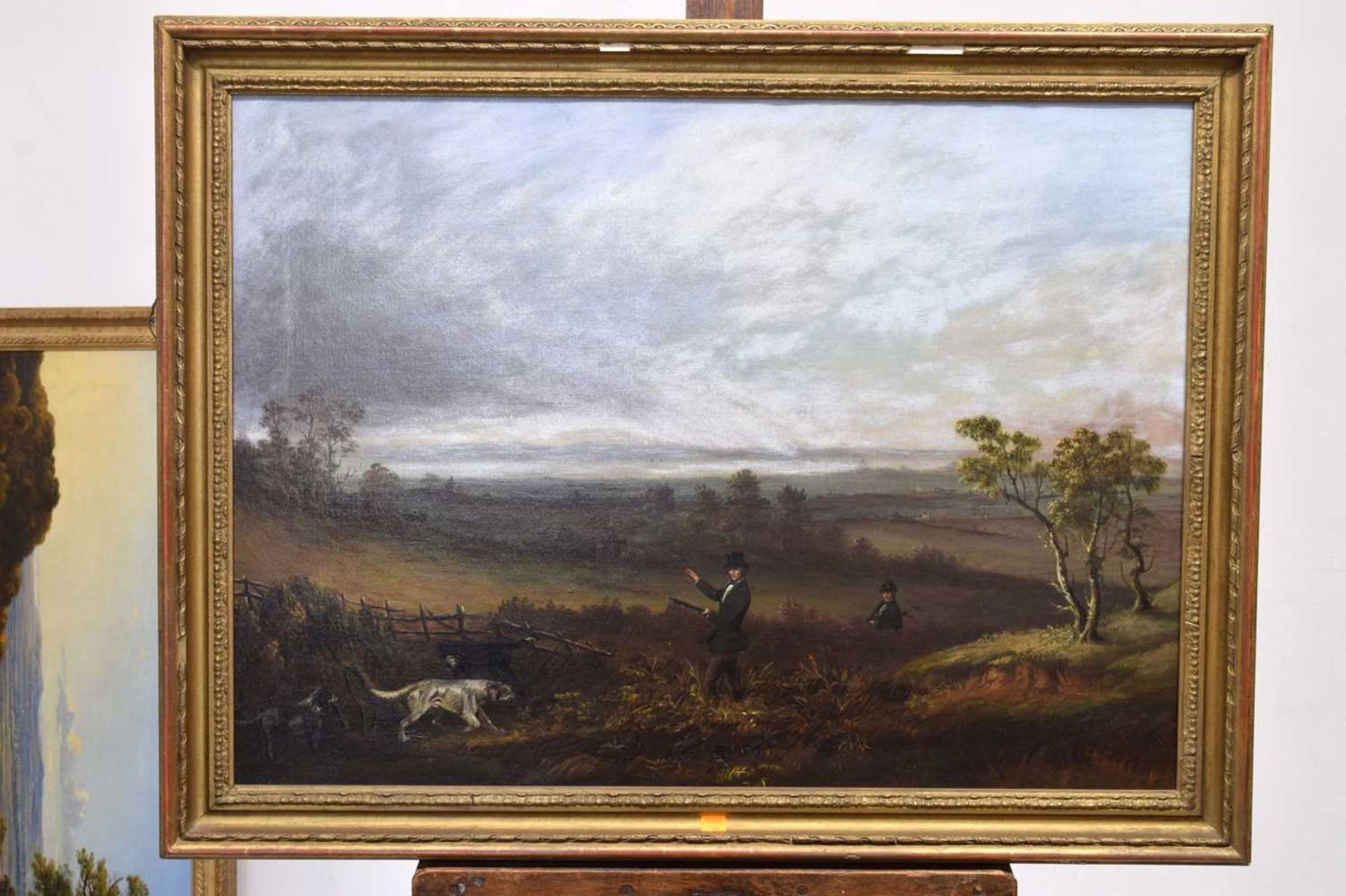 19th century British School – Oil on canvas - Sportsman with three retrievers - Image 20 of 21