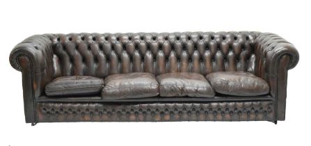 20th century deep buttoned four-seater Chesterfield settee or sofa