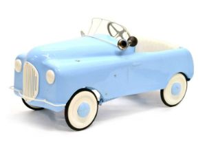Child's vintage light blue pedal car, possibly Canadian Triang