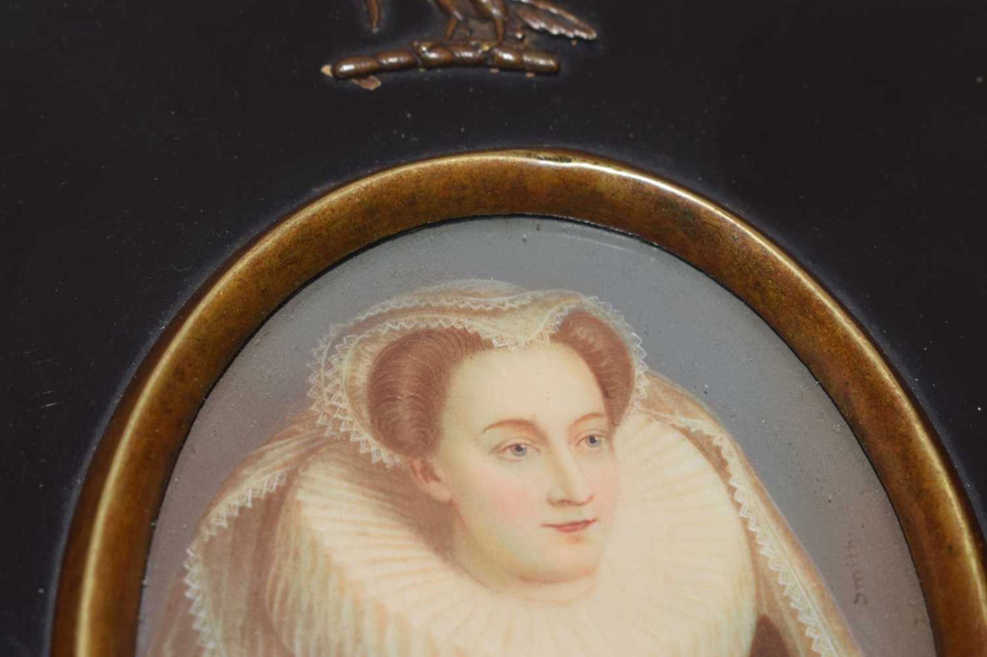 19th century oval portrait miniature of Mary Stuart - Image 6 of 12