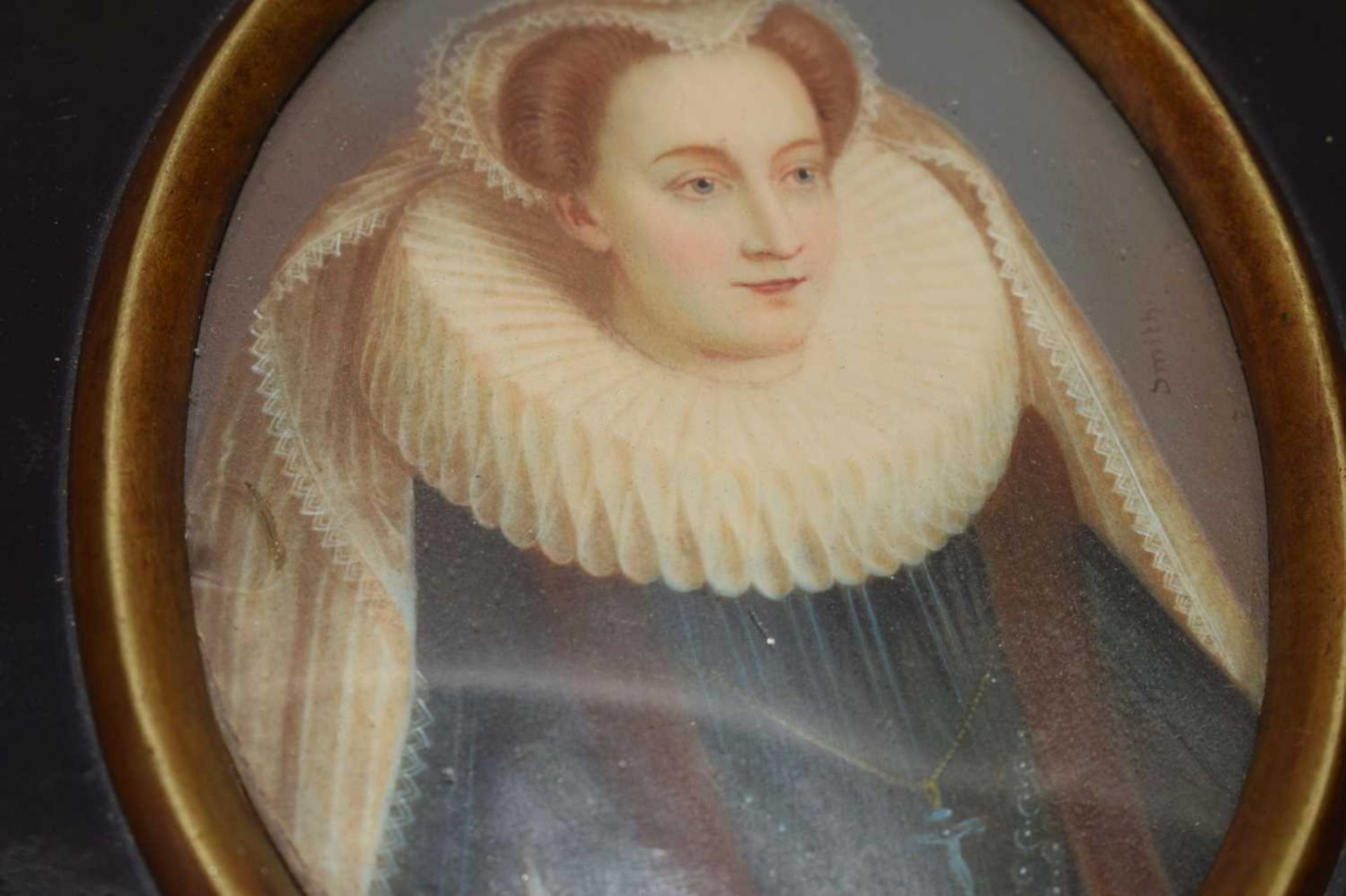 19th century oval portrait miniature of Mary Stuart - Image 7 of 12