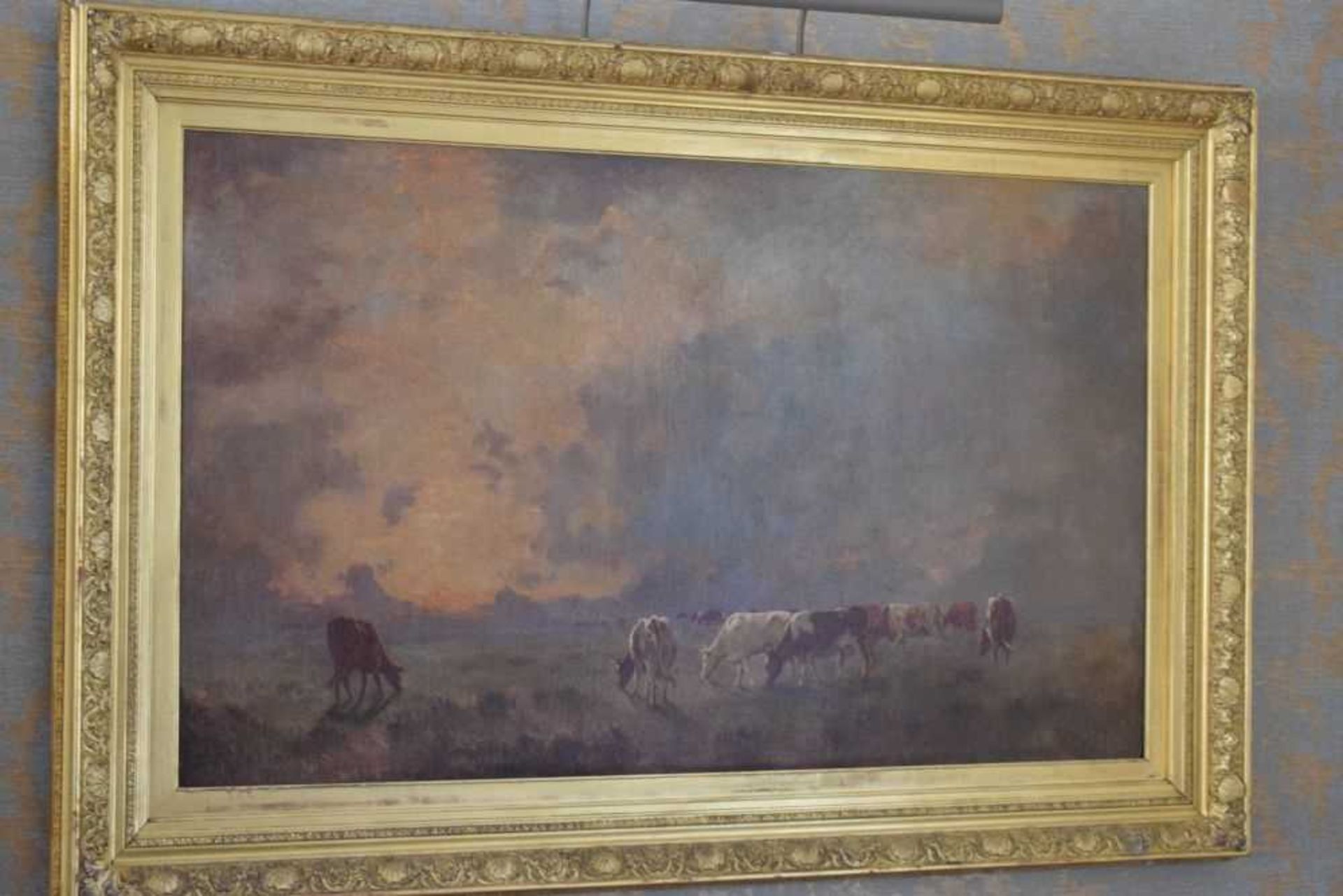 Manner of William Frederick Hulk, (1852-1906) - Oil on canvas - Cattle grazing - Image 4 of 10