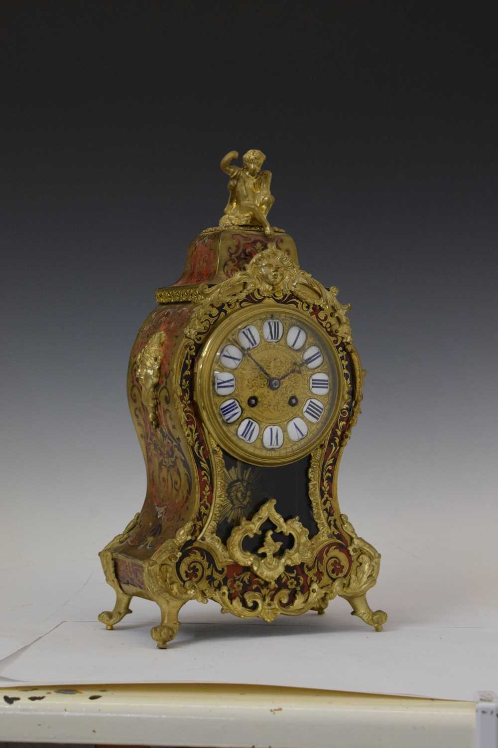 Late 19th century French red boulle mantel clock - Image 19 of 19