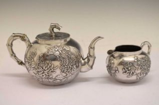 Wang Hing - Chinese export white-metal teapot and milk jug