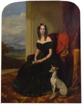 James Curnock, Snr. (1812-1870) – Oil on canvas - Elizabeth Plummer with dog