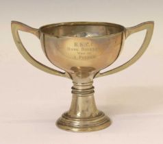 George V silver trophy cup with engraved inscription 'H.K.C.C.Hong Doubles, Won by A Piercy'