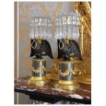 Pair of French Empire-style bronze and gilt metal table lustres