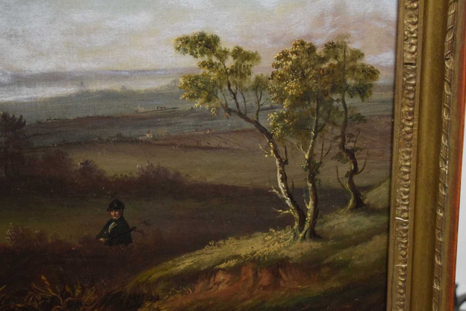 19th century British School – Oil on canvas - Sportsman with three retrievers - Image 10 of 21