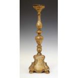 Continental giltwood and gesso painted altar candlestick
