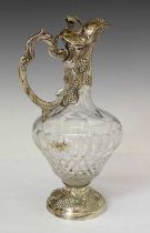 Elizabeth II silver-mounted claret jug with vine leaf decoration