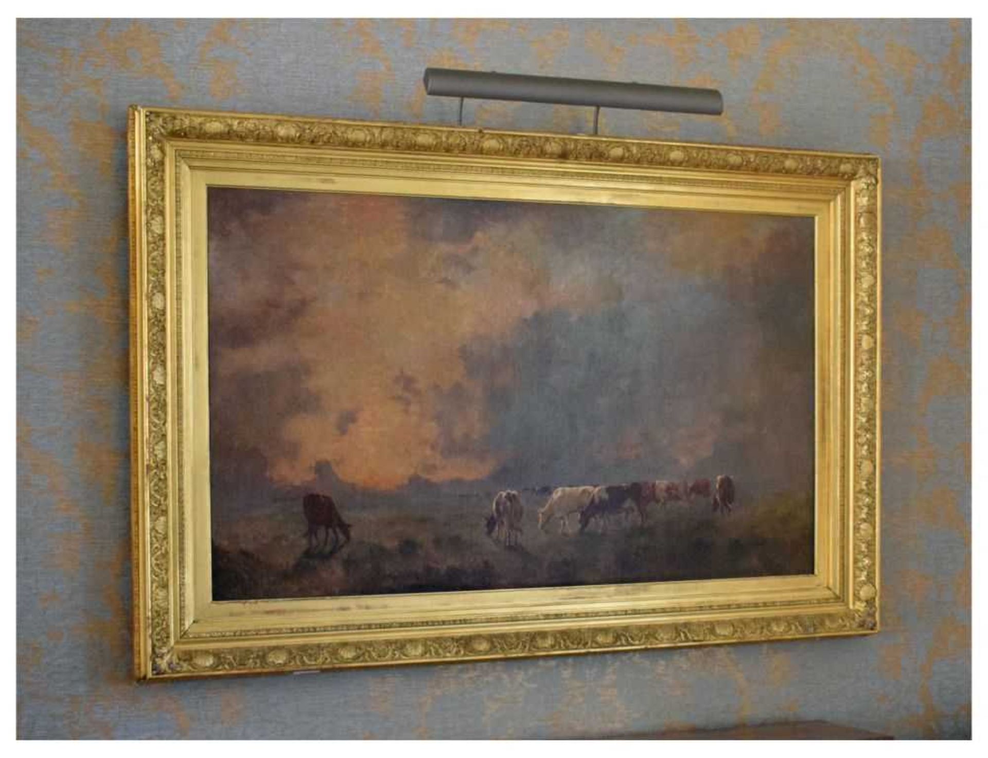 Manner of William Frederick Hulk, (1852-1906) - Oil on canvas - Cattle grazing - Image 2 of 10