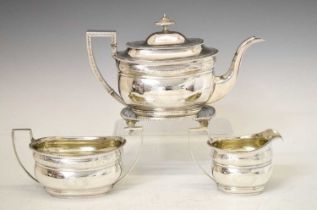 George III silver tea set and teapot stand