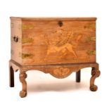 18th century Continental walnut, fruitwood and marquetry chest on stand