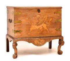 18th century Continental walnut, fruitwood and marquetry chest on stand