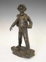 After Antoine Bofill (Spanish, 1875-1939), 'La Glissade', bronze figure of a boy sliding on ice