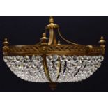 Twentieth century gilt-metal and glass basket chandelier