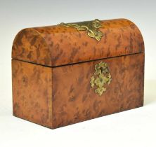 Victorian burr maple and brass dome top caddy